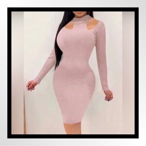 ‼️‼️CLEARANCE - Solid Color Pierced Bodycon Midi Dress